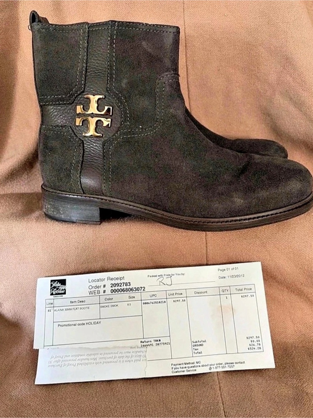 Tory Burch Alaina 30mm Flat Bootie Suede Ankle Boots US 8.5